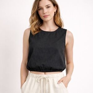 H&M Black Cropped Tank Top XXS Minimal Cotton Sleeveless